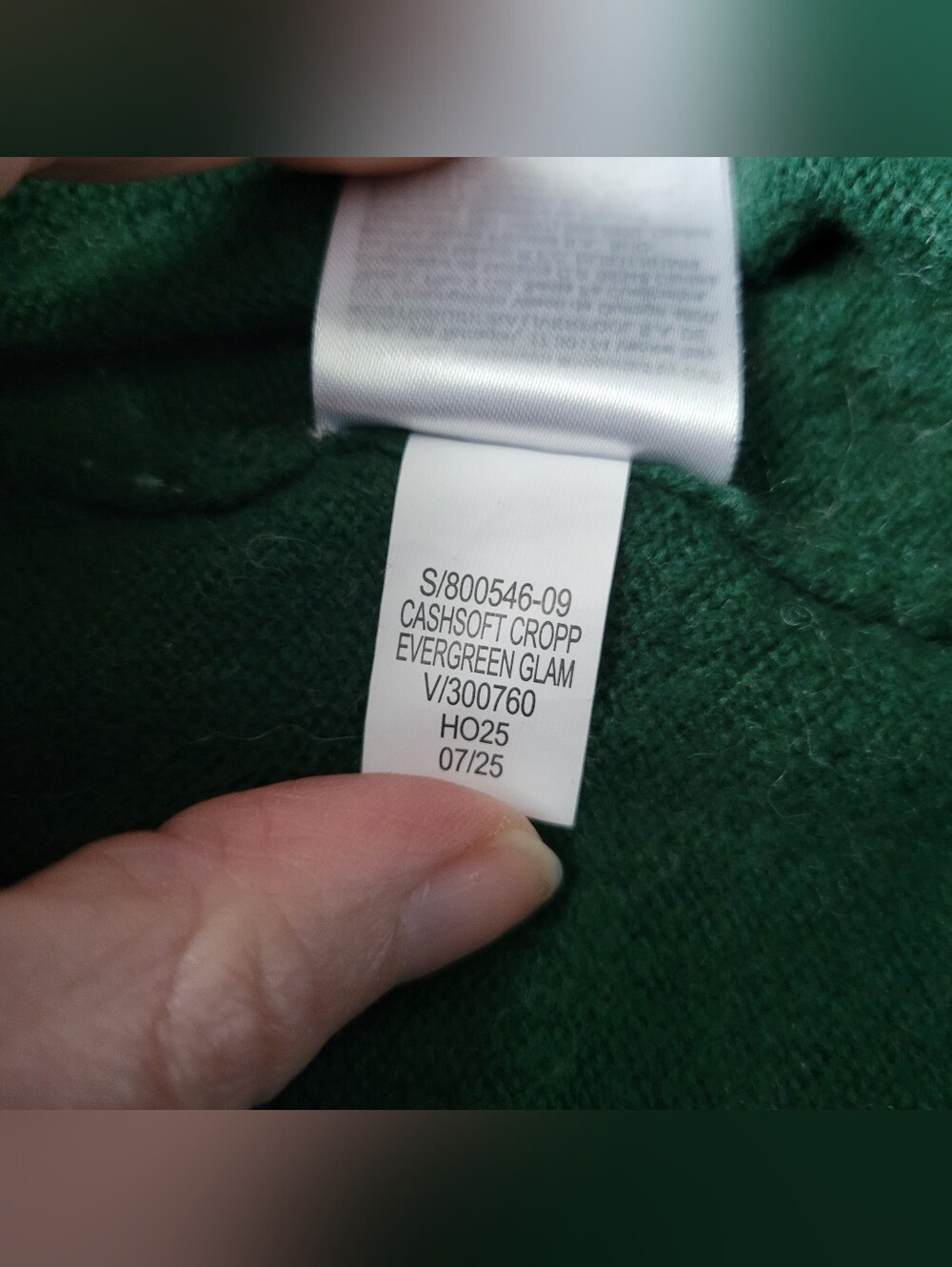 Gap CashSoft Sweater Cardigan Evergreen Green Crew Neck Crop Cropped Small - Picture 5 of 6